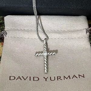 David Yurman Twisted Silver Cross Necklace